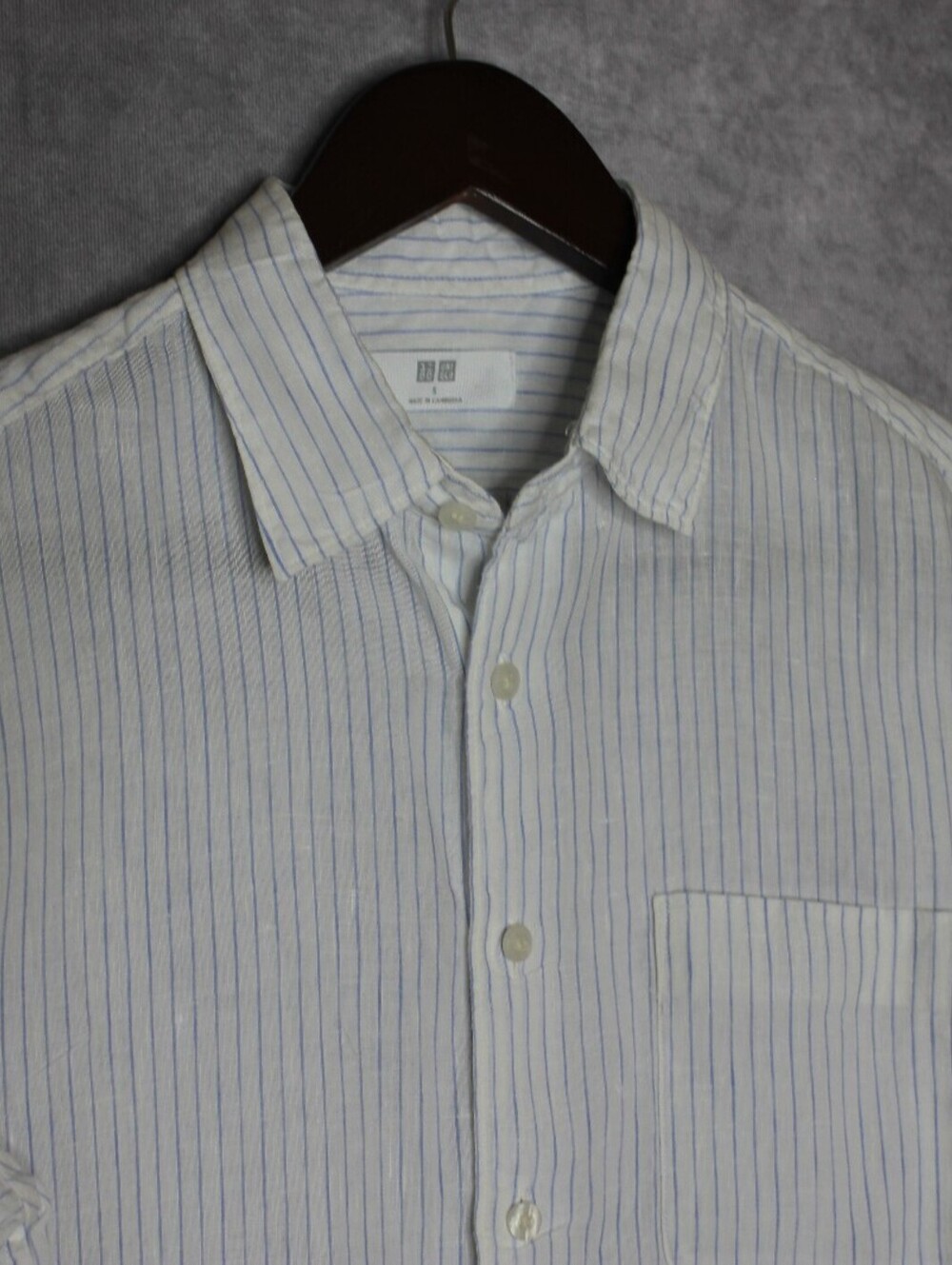 Uniqlo Mens Linen Long-Sleeve Button Down Shirt Size Small